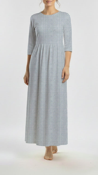 * Unique Design * Ribbed Knit Cotton Feel Summer Houndstooth  Dusty Blue