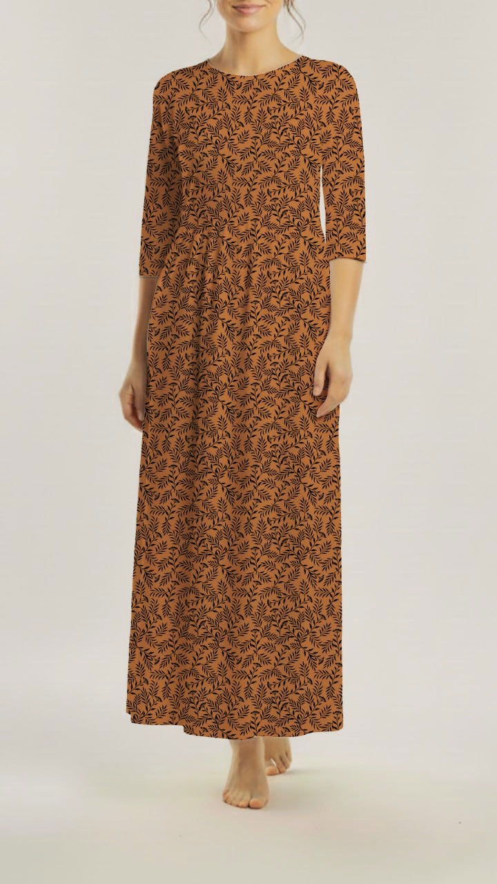*Unique Design* Willow Ribbed Knit Black Vines Copper