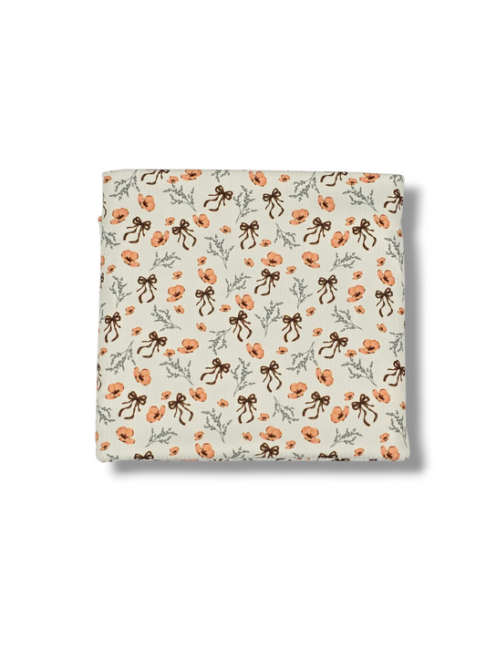 *Unique Design* Willow Ribbed Knit Vintage Bow Blossoms Rust