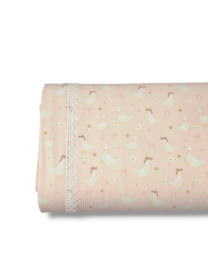 * Unique Design * Willow Ribbed Knit Little Ducklings Pale Pink