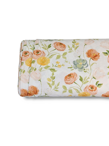* Unique Design * Swiss Dot Knit Autumn Floral Scape White