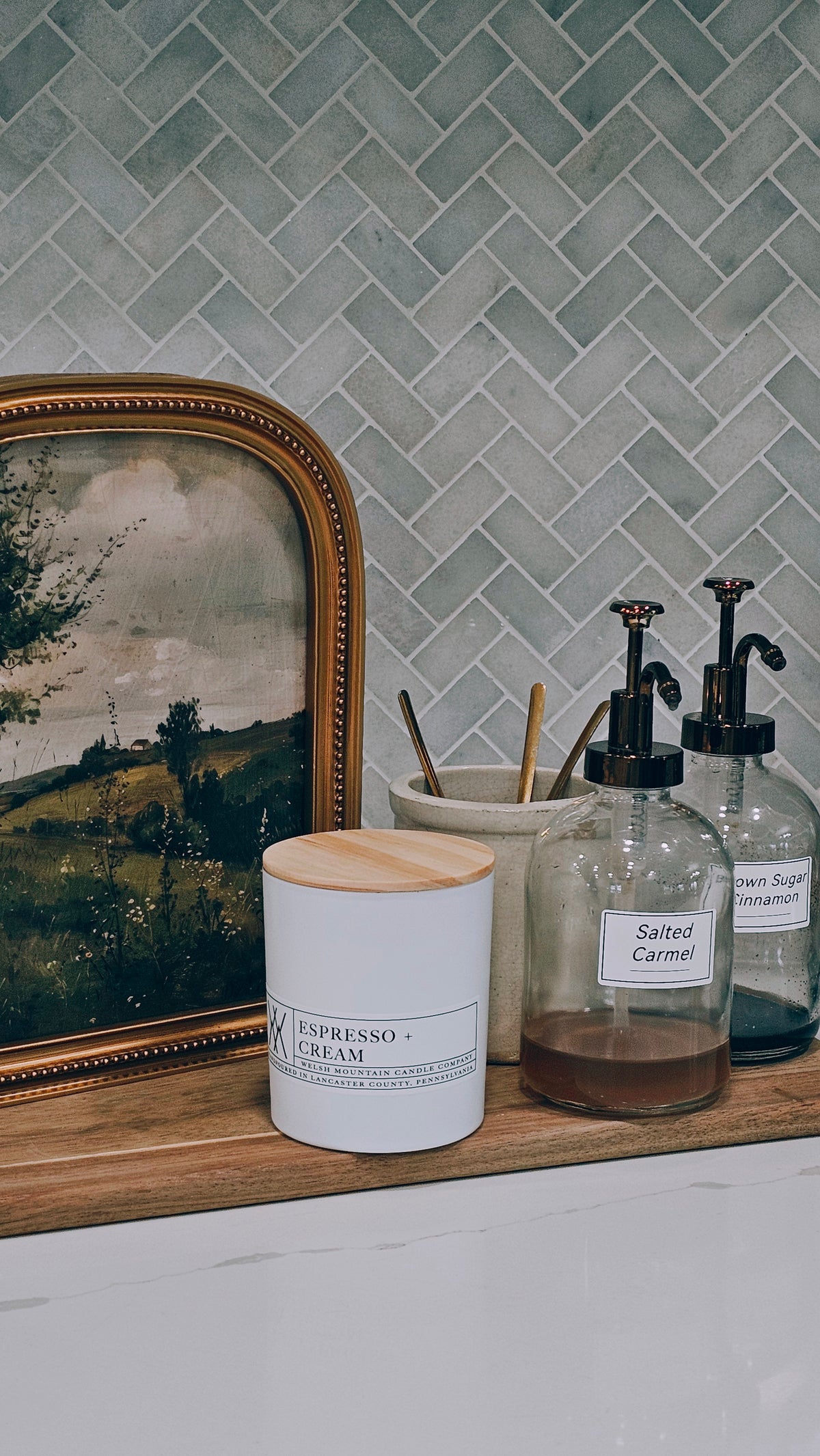 Espresso+Cream Coconut Wax Candle Bamboo Lid 16 Oz