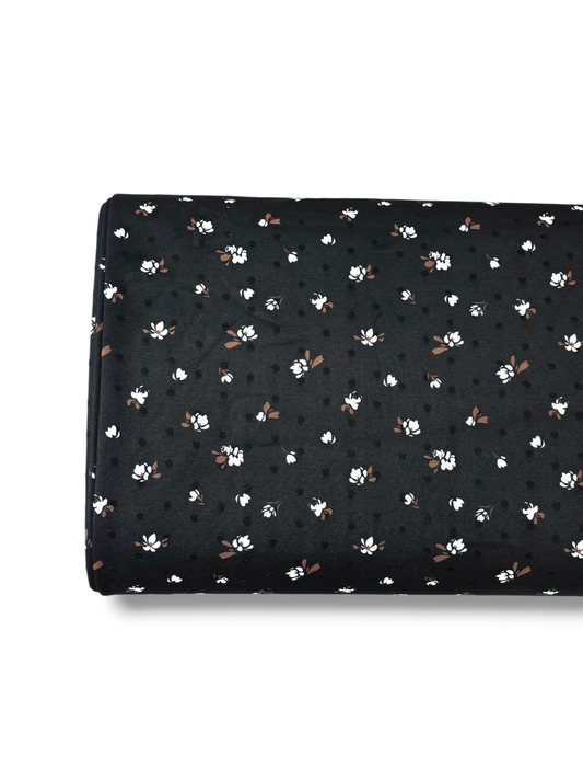 *Unique Design* Swiss Dot Knit Farmstead Florals Black