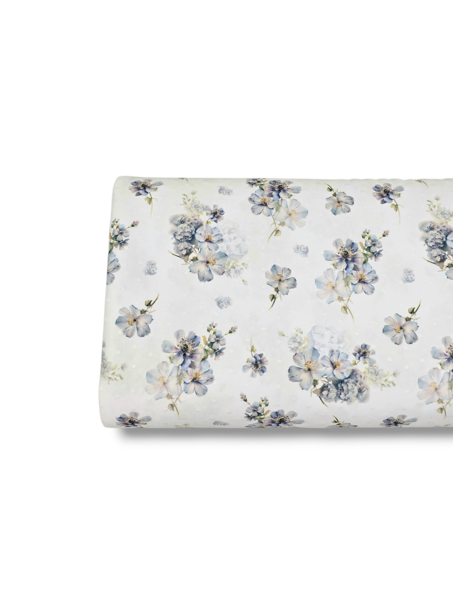 * Unique Design * Swiss Dot Knit Morning Blue Blossoms