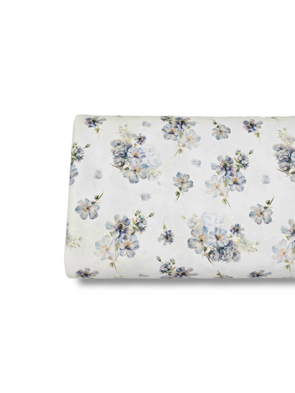 * Unique Design * Swiss Dot Knit Morning Blue Blossoms