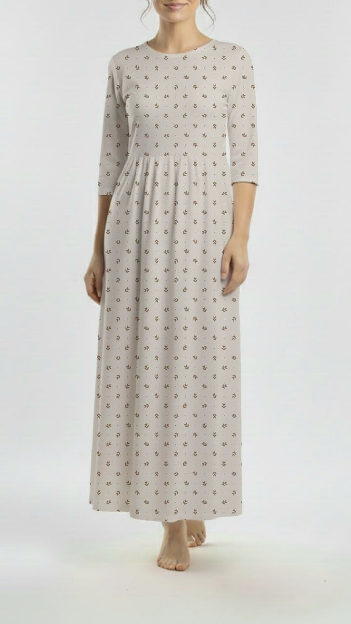 * Unique Design * Ribbed Knit Cotton Feel Moonlit Sprigs Gray