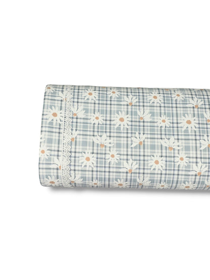 * Unique Design * Willow Ribbed Knit Daisy Plaid Blue