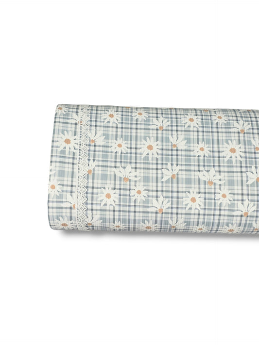 * Unique Design * Willow Ribbed Knit Daisy Plaid Blue