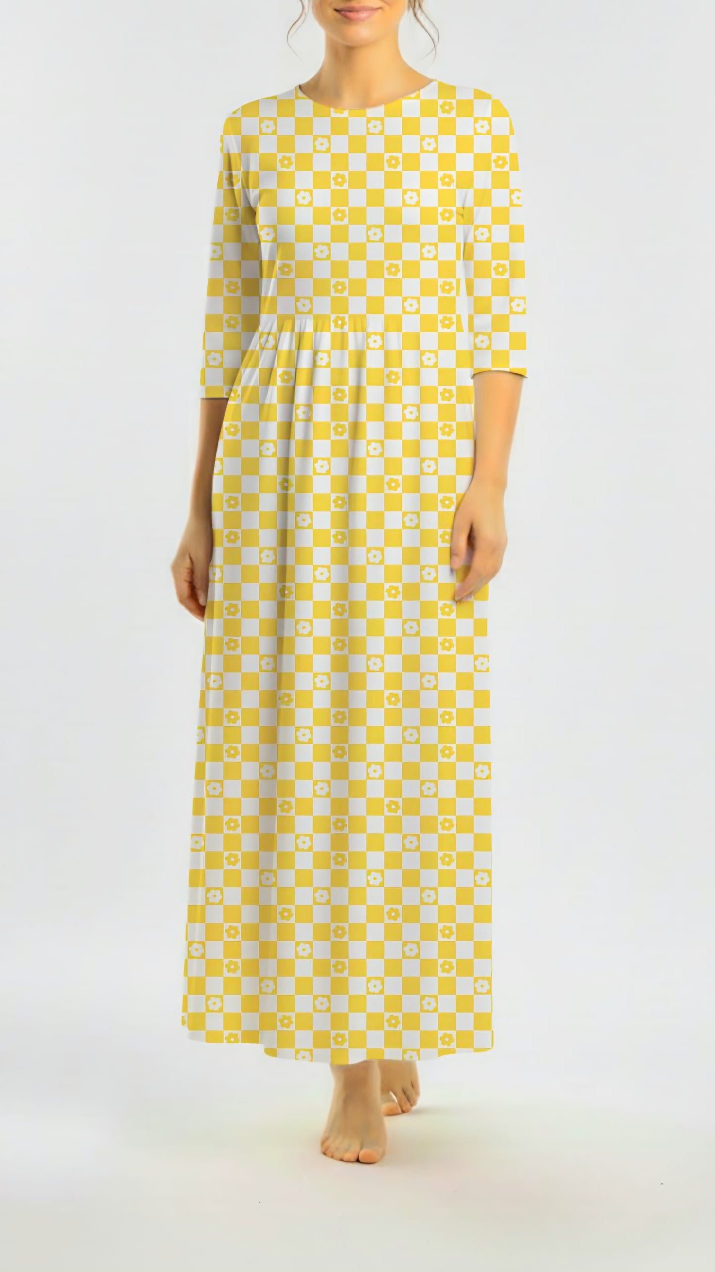 *Unique Design* Willow Ribbed Knit Garden Check Sunshine
