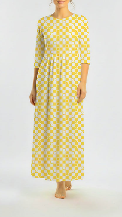 *Unique Design* Willow Ribbed Knit Garden Check Sunshine
