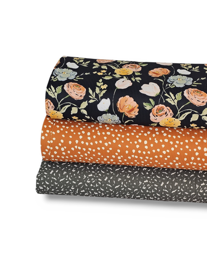 *Unique Design* Willow Ribbed Knit Autumn Floral Scape Black