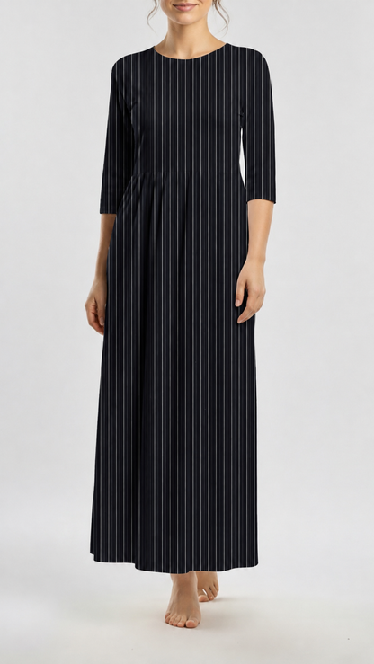 * Unique Design * Crinkled Crepe Willow Stripe Charcoal