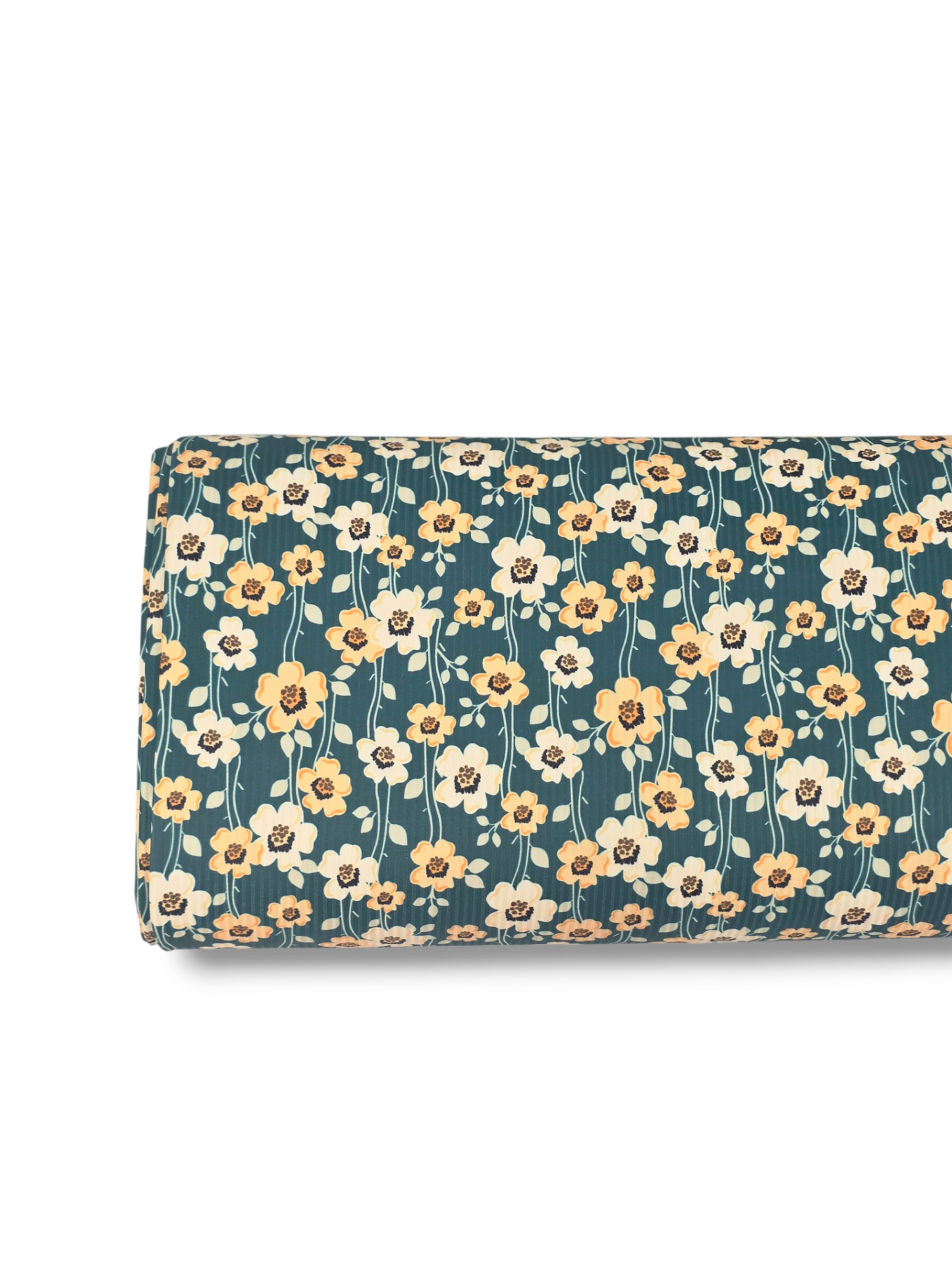 * Unique Design * Willow Ribbed Knit Playful Blooms Dark Teal