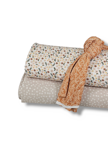 * Unique Design * Crinkled Crepe Spotted Print Beige