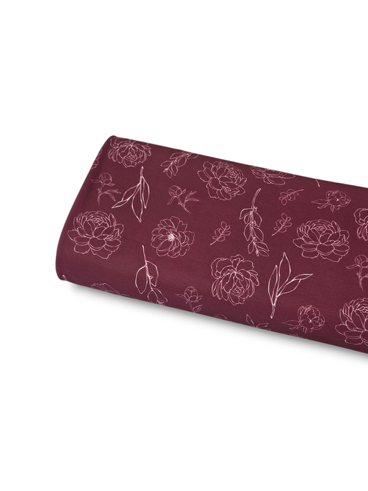 * Unique Design * Cloud Poly Peony Sketch Wine