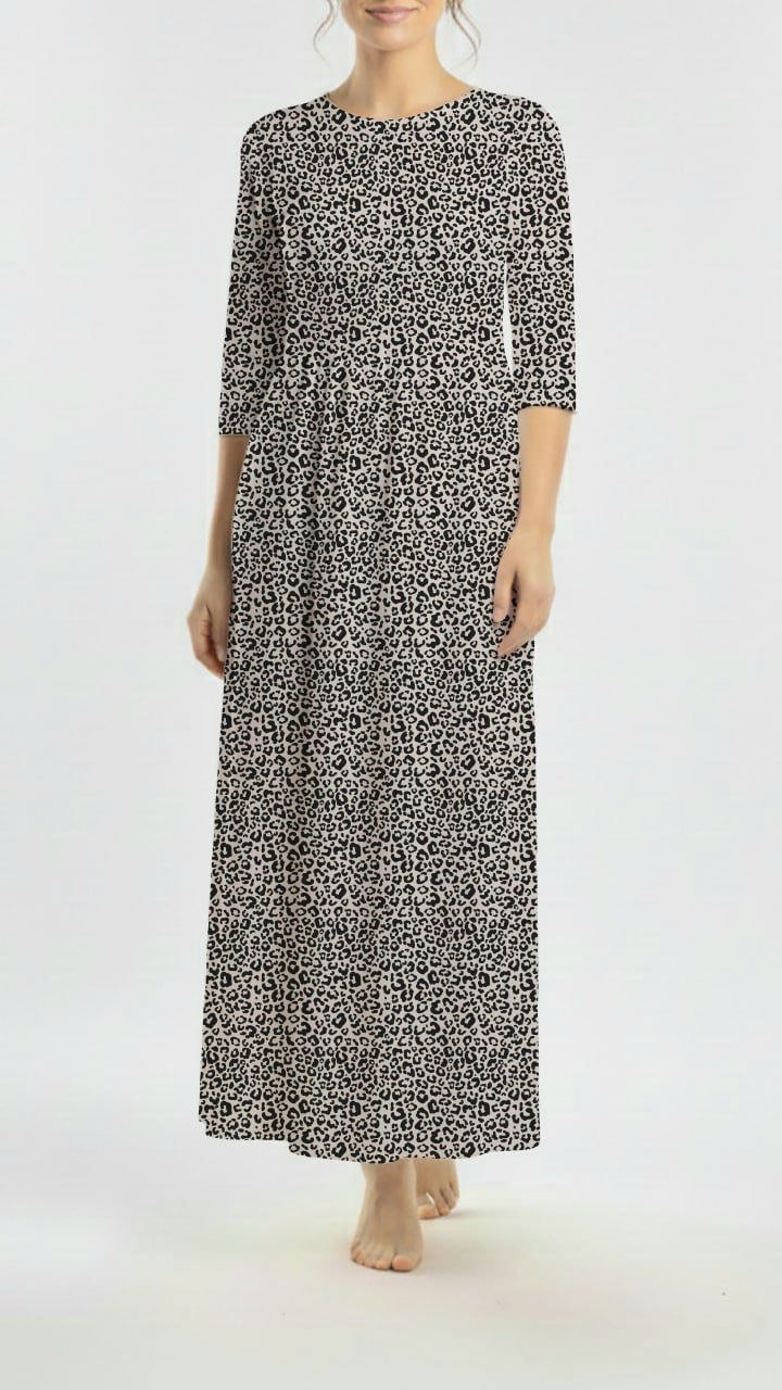 * Unique Design * Pointelle Leopard Neutral Gray
