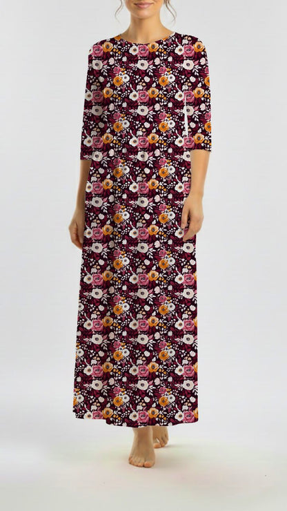 * Unique Design * Ribbed Knit Cotton Feel Burgundy Roses