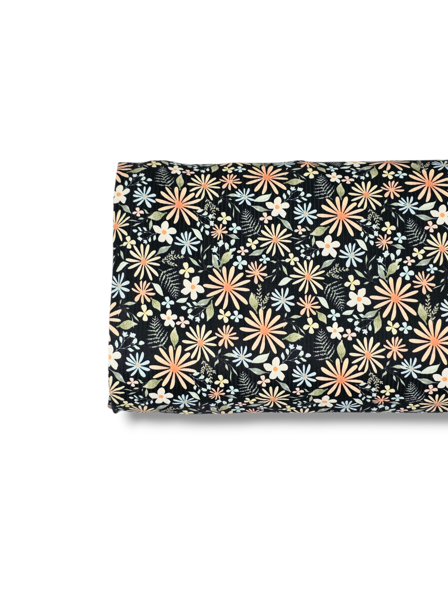 * Unique Design * Willow Ribbed Knit Spring Fern Floral Black