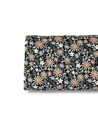 * Unique Design * Willow Ribbed Knit Spring Fern Floral Black