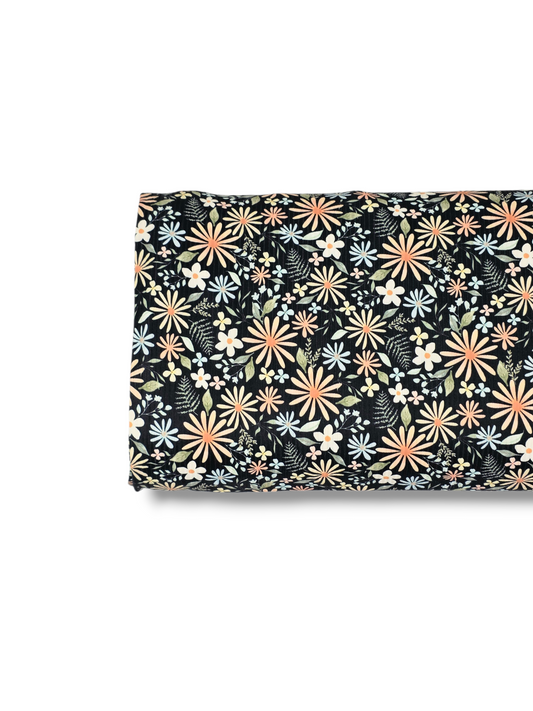 * Unique Design * Willow Ribbed Knit Spring Fern Floral Black