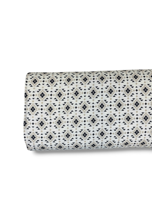 * Unique Design * Ribbed Knit Cotton Feel Rustic Aztec White