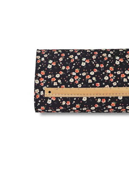 * Unique Design * Crinkled Crepe Crimson Meadow Black