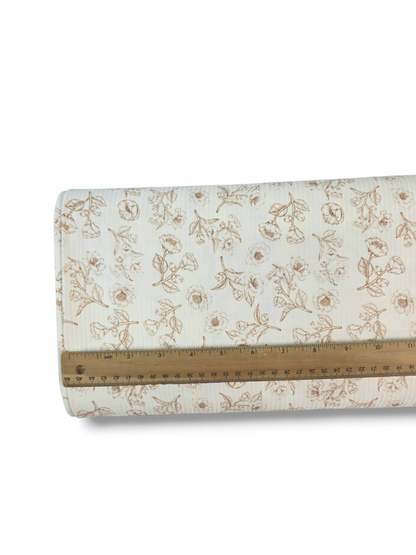 * Unique Design * Willow Ribbed Knit Antique Wildflowers White