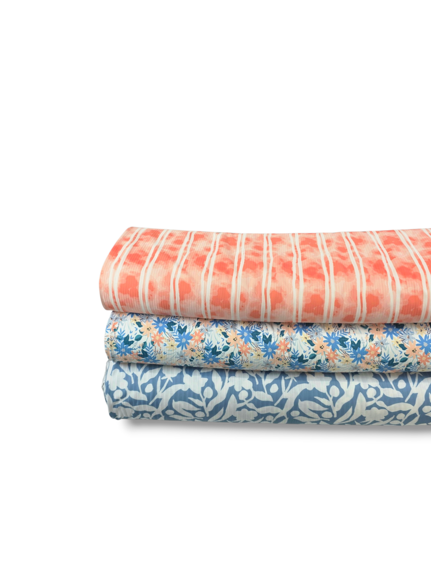 * Unique Design * Ribbed Knit Cotton Feel Abstract Floral Sky Blue