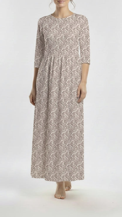 * Unique Design * Crinkled Crepe Vintage Flora Cream