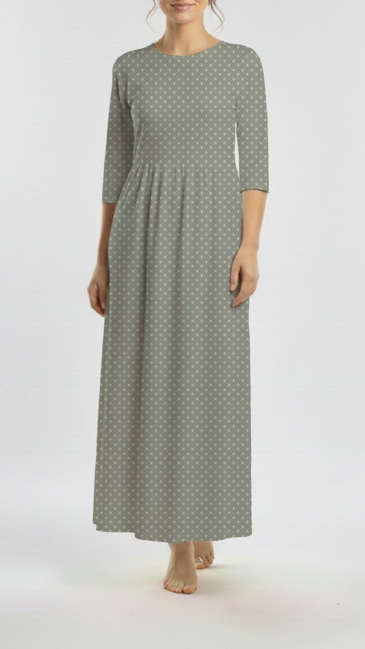Cotton Linen Ditsy Diamonds Sage
