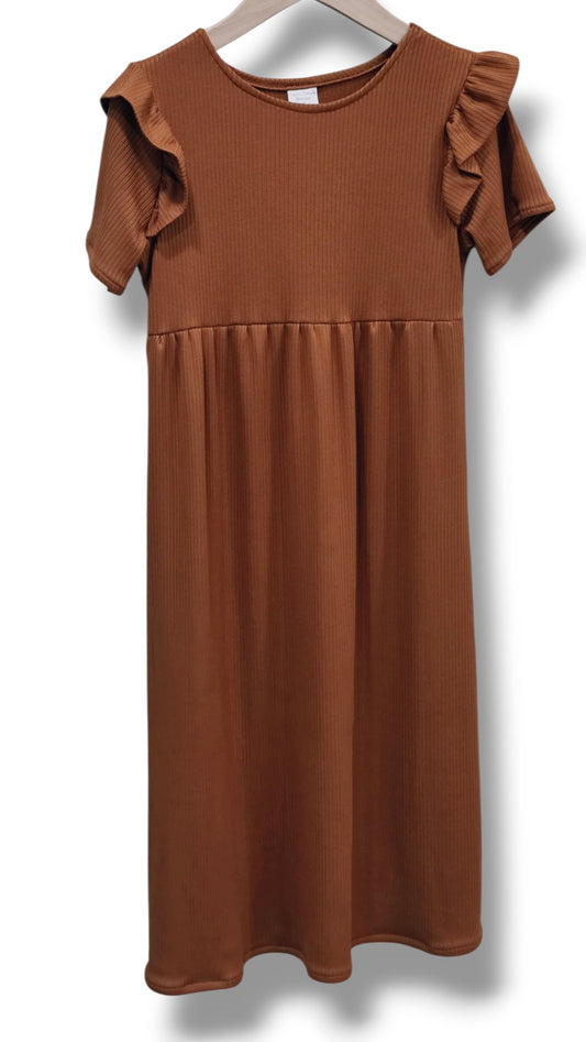 4-5 Yr Solid Burnt Orange Knit Dress