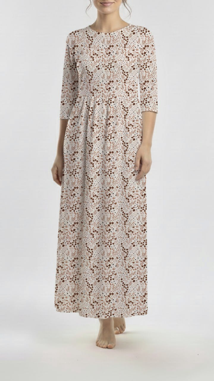 * Unique Design * Crinkled Crepe Graceful Garden Brown