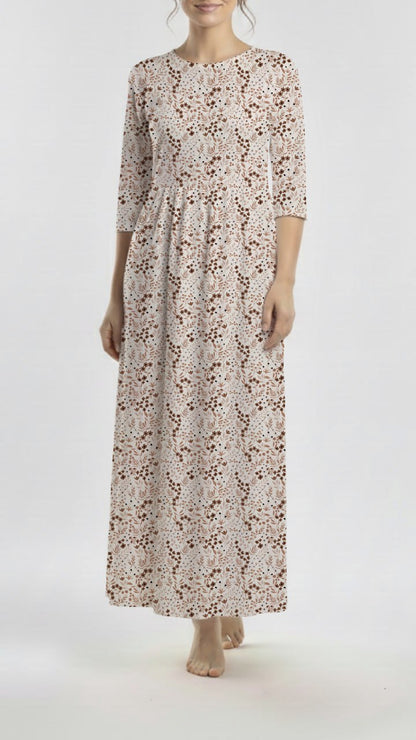 * Unique Design * Crinkled Crepe Graceful Garden Brown