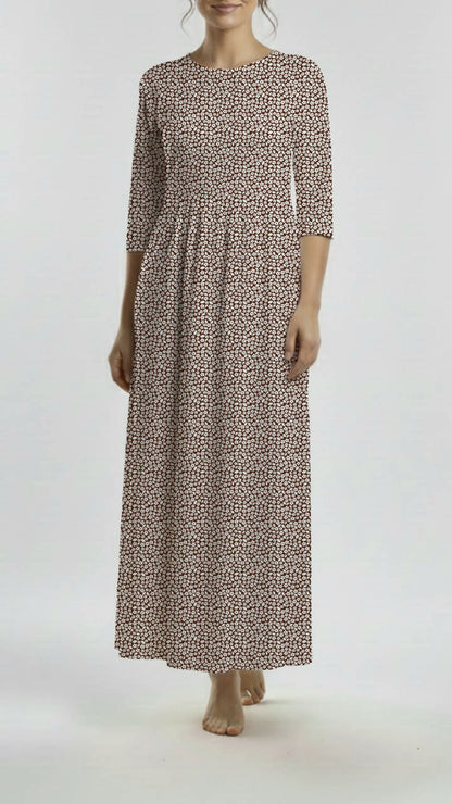 *Unique Design* Ribbed Knit Cotton Feel Dainty Meadow Dark Brown