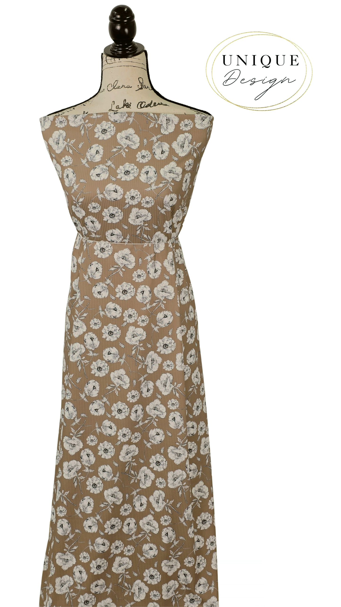 * Unique Design * Willow Ribbed Knit Heirloom Floral Cocoa