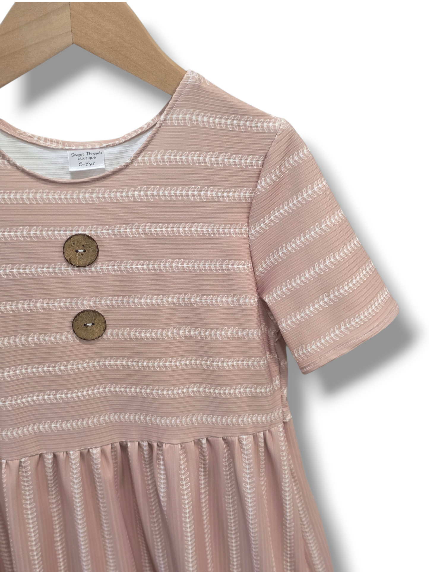6-7 Yr Willow Ribbed Knit Victorian Vines Dress
