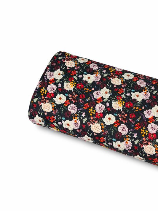 * Unique Design * Willow Ribbed Knit Floral Fiesta Black