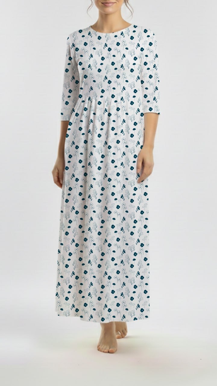 *Unique Design* Swiss Dot Knit Blossom Breeze Deep Teal