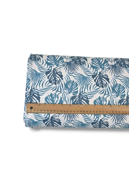 *Unique Design* Tricot Knit Island Palms Seaside Blue