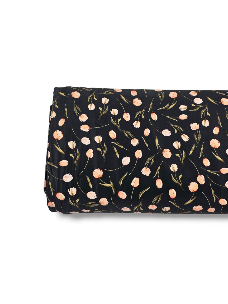*Unique Design* Tricot Knit Peach Tulip Toss Black