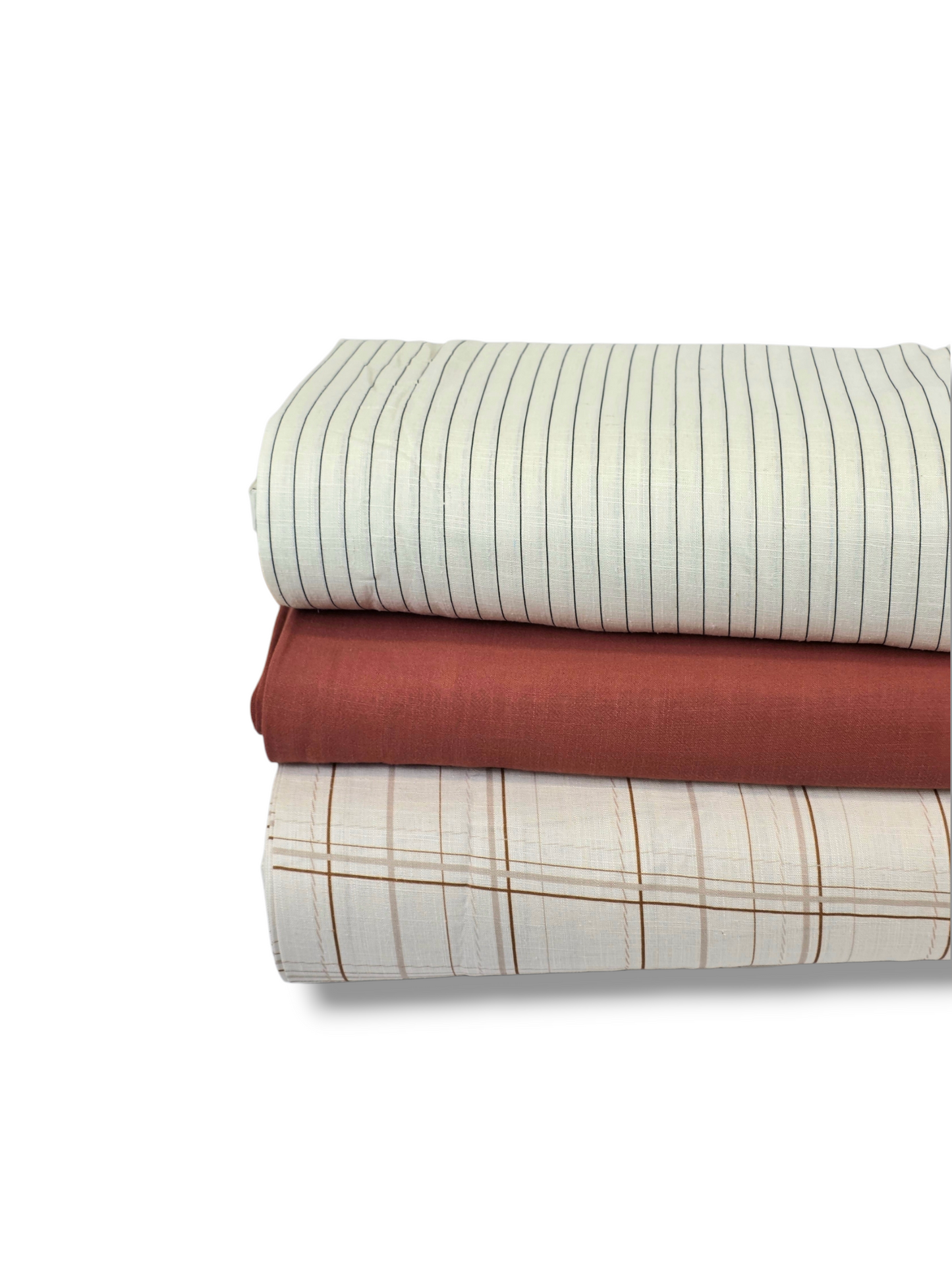 * Unique Design * Linen Patchwork Plaid Vintage Brown