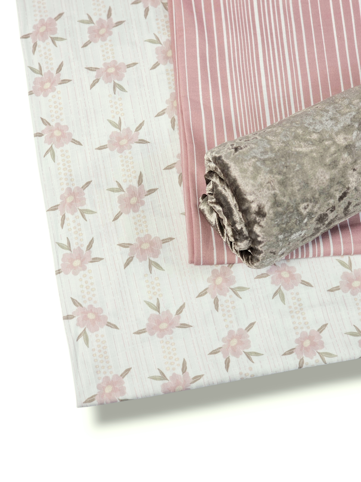 *Unique Design* Ribbed Knit Cotton Feel Structured Floral Pale Pink ...