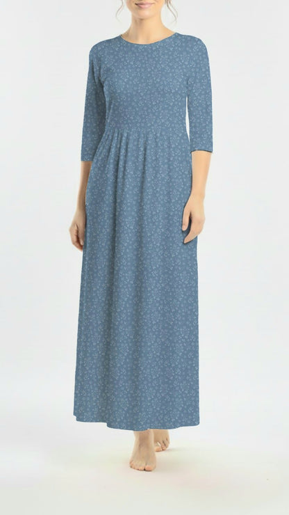 * Unique Design * Ribbed Knit Cotton Feel Light Botanicals Blue