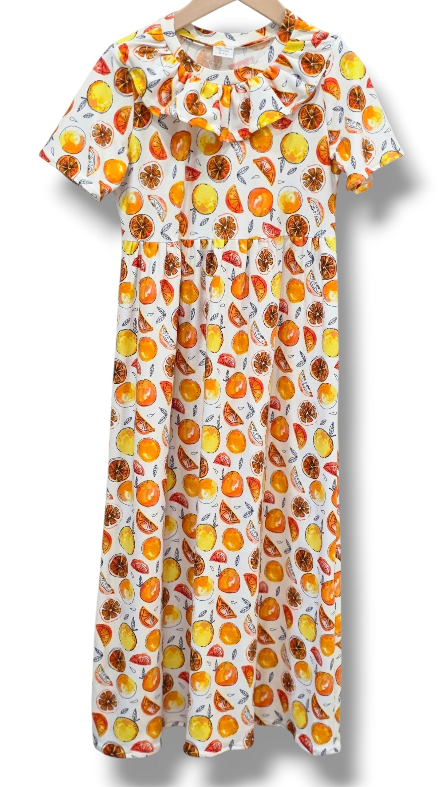 6-7 Yr Single Brushed Poly Orange Bliss Dress