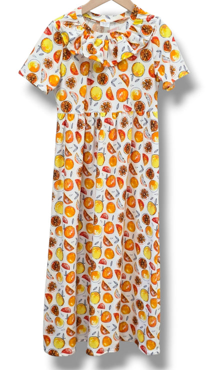 6-7 Yr Single Brushed Poly Orange Bliss Dress