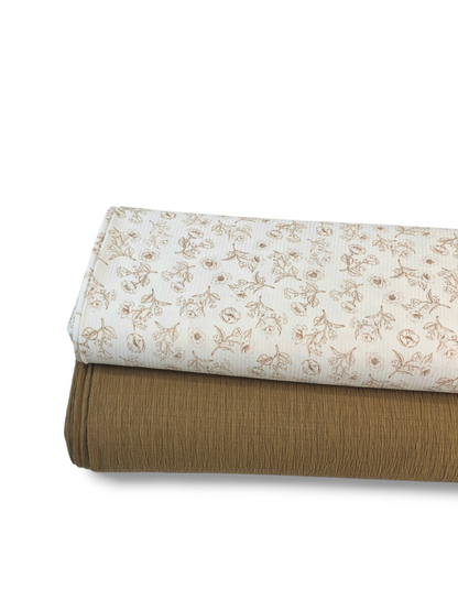 * Unique Design * Willow Ribbed Knit Antique Wildflowers White
