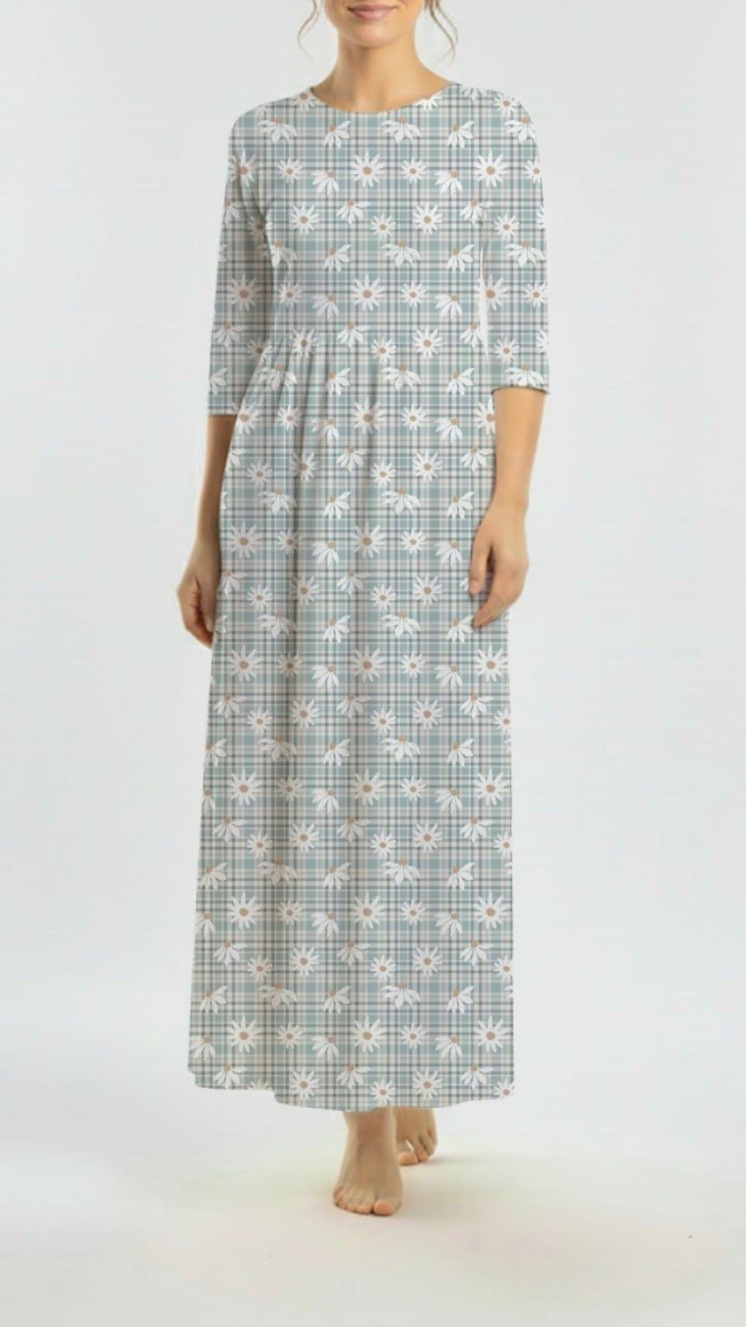 * Unique Design * Willow Ribbed Knit Daisy Plaid Blue