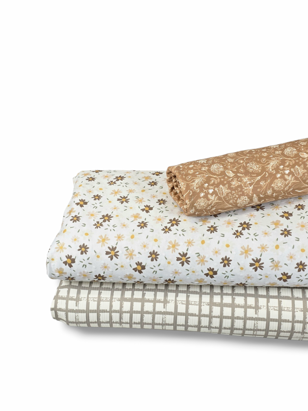* Unique Design * Swiss Dot Knit Neutral Daisy Patch Cream