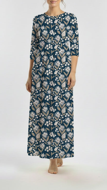 *Unique Design* Willow Ribbed Knit Vintage Daisy Navy