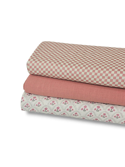 * Unique Design * Linen Country Check Rose